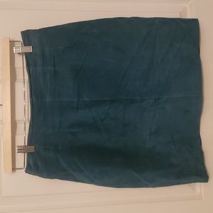 Aqua Suede Leather Mini Skirt